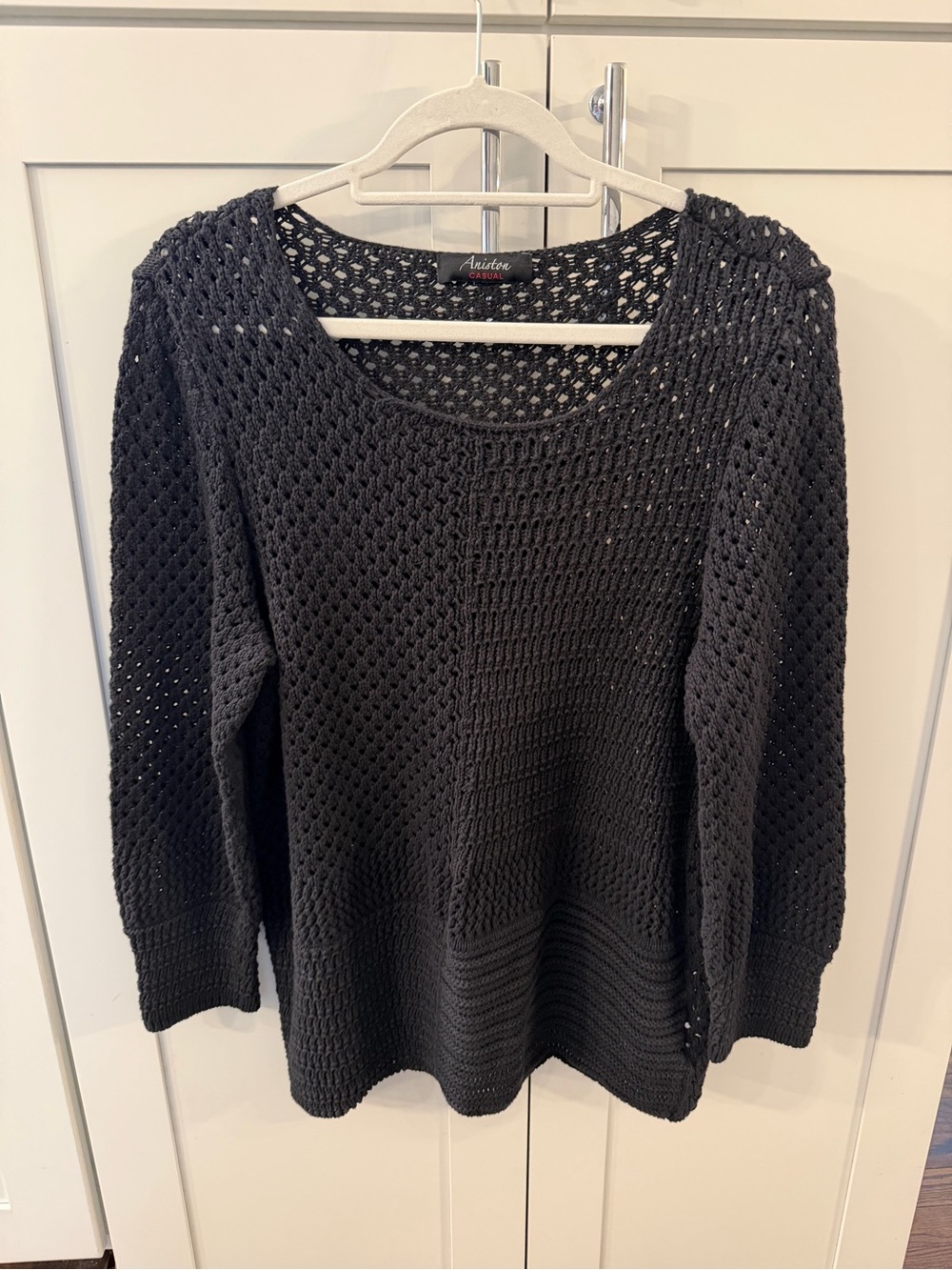 Aritzia Black Open-Knit Scoop Neck Sweater
